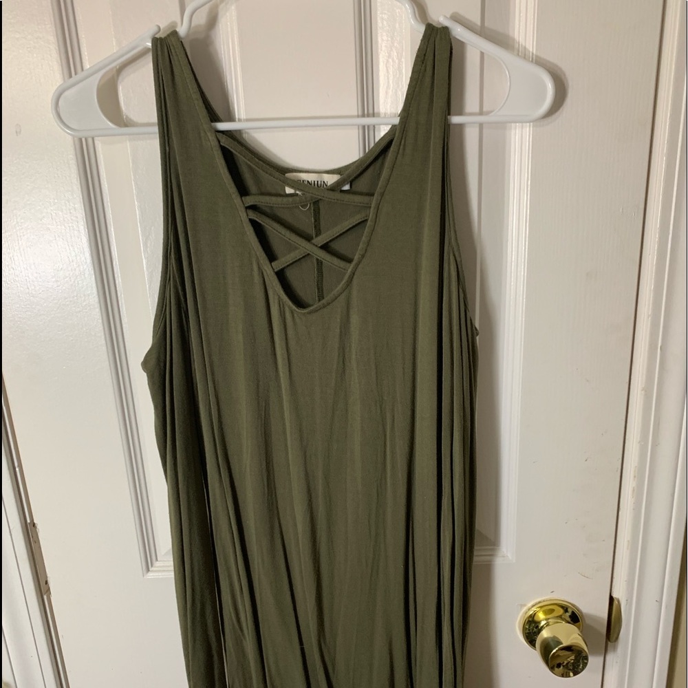 Army Green cold shoulder dress